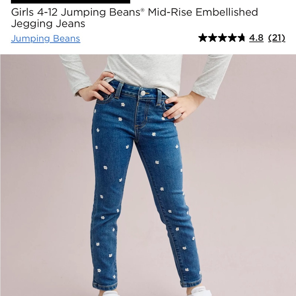 Girls jumping beans mid-rise Jegging with daisy design size 6x